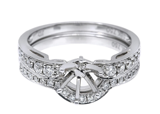 OEM 반 산 반지 조정, 0.18ct 1.5mm 자연적인 다이아몬드 반지