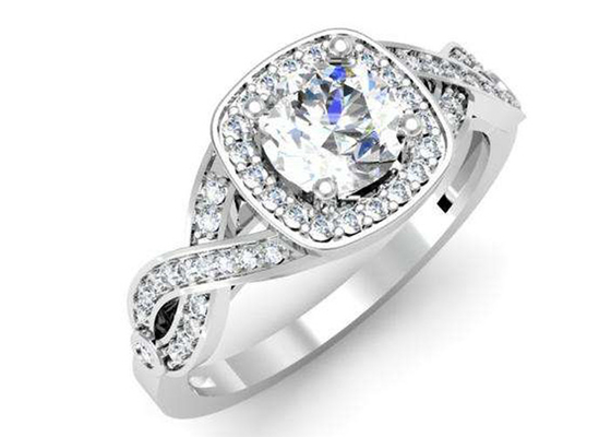 0.38ct 1.3mm 14k 화이트 골드 세미 마운트 링 쿠션 컷 생일