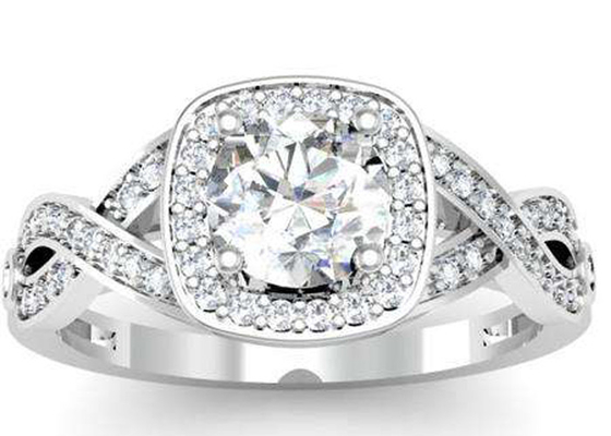 0.38ct 1.3mm 14k 화이트 골드 세미 마운트 링 쿠션 컷 생일