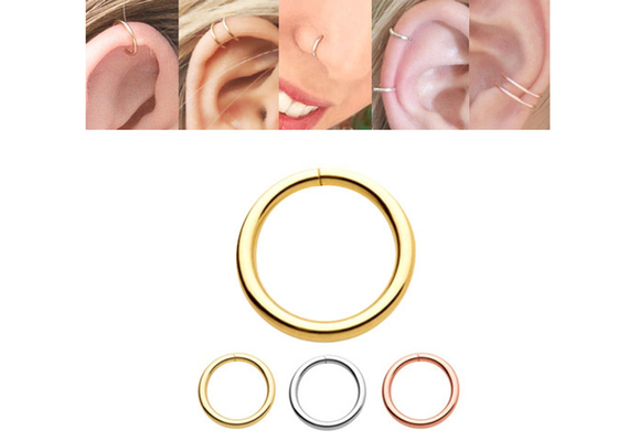 코 립 귀 용 14k 골드 피어싱 링 1/4inches 5/16inches 3/18inches