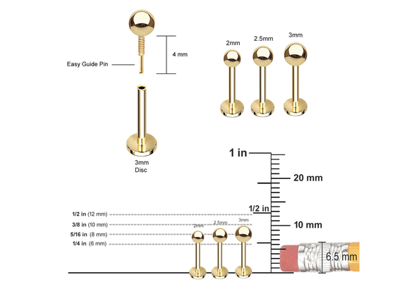 OEM 14k 금 연골 귀걸이, 몸 피어싱 귀걸이 5mm 8mm 10mm 길이