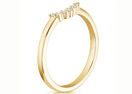 0.15ct 14k 옐로우 골드 쌓을 수 있는 반지, 다이아몬드 겹쳐 쌓이는 반지 2mm 1.5mm 돌 크기