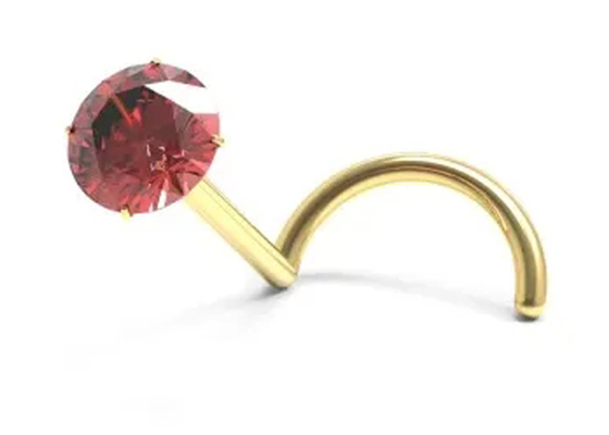 1.5mm-3mm 천연 석류석으로 나사 18K 골드 코 피어싱