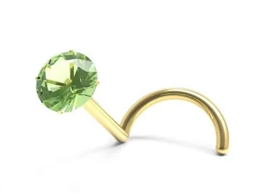 1.5mm-3mm 천연 석류석으로 나사 18K 골드 코 피어싱