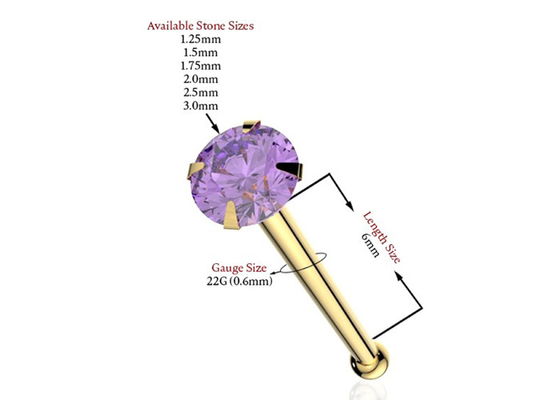 자연적인 돌을 가진 OEM ODM을 관통하는 1.25-3.0mm 18K 금 코