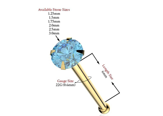 자연적인 돌을 가진 OEM ODM을 관통하는 1.25-3.0mm 18K 금 코