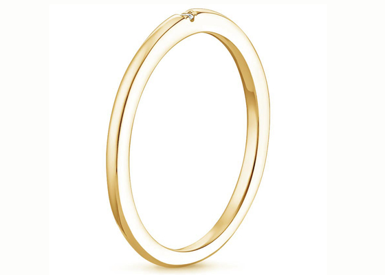 솔리테어 다이아몬드 14K 옐로우 골드 보석 작은 0.04ct 2.0mm-2.3mm 밴드 크기