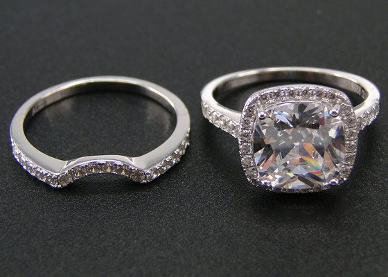 헤일로 1.0ct 다이아몬드 약혼 결혼 반지 53PCS 프롱 세팅 유형