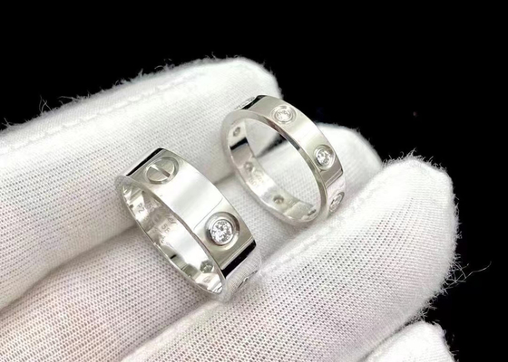 0.41ct 18K 다이아몬드 4mm-6mm 폭의 순금 보석 반지