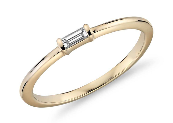 바게트컷 9K 골드링 2.0×4.0MM 0.11ct 웨이트 프롱 세팅형
