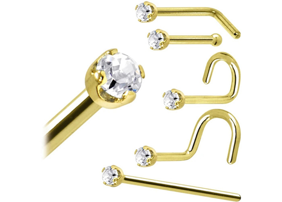 ODM 18k 로즈 골드 코걸이, 1.5-2.5mm 자연적인 다이아몬드를 가진 코 피어싱 핀