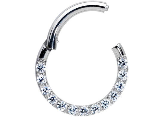 0.1ct 다이아몬드 Tragus 피어싱 링, 화이트 골드 코 링 내부 Dia 8-15mm