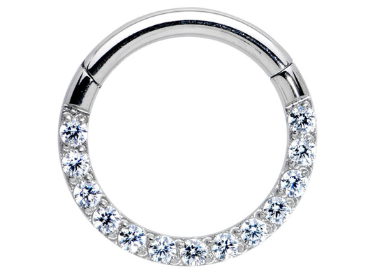 0.1ct 다이아몬드 Tragus 피어싱 링, 화이트 골드 코 링 내부 Dia 8-15mm