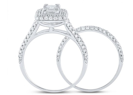 14K 옐로우 골드 스퀘어 컷 프라미스 링 0.8ct 쓰리 스톤