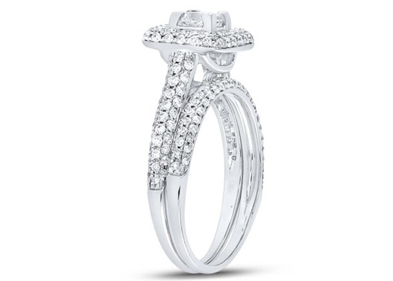 14K 옐로우 골드 스퀘어 컷 프라미스 링 0.8ct 쓰리 스톤