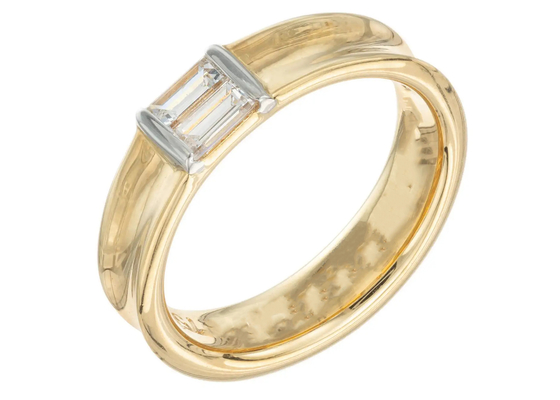 0.58ct 6x4MM 솔리테어 스톤 14K 솔리드 골드 주얼리 다이아몬드 결혼 반지