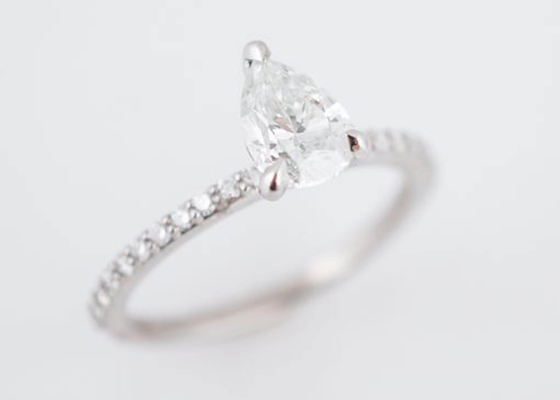 약혼을 위한 화이트 골드 진짜 다이아몬드 보석 반지 1.33ct 배 커트 PS 6×8mm