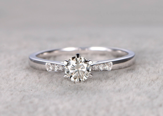 매일 착용을 위한 5mm Moissanite 진짜 다이아몬드 보석 반지 화이트 골드 소재 ODM