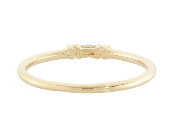 4×6mm 바게트 컷 에메랄드 반지, 14k 옐로우 골드 에메랄드 반지 유행 작풍