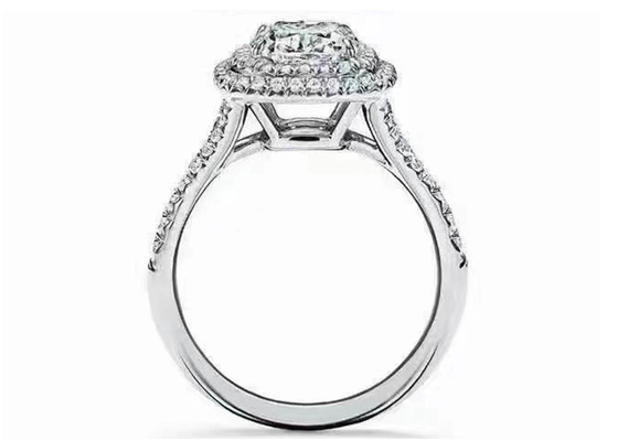 OEM 쿠션 컷 헤일로 결혼 반지 세트 66pcs 1.2ct 다이아몬드