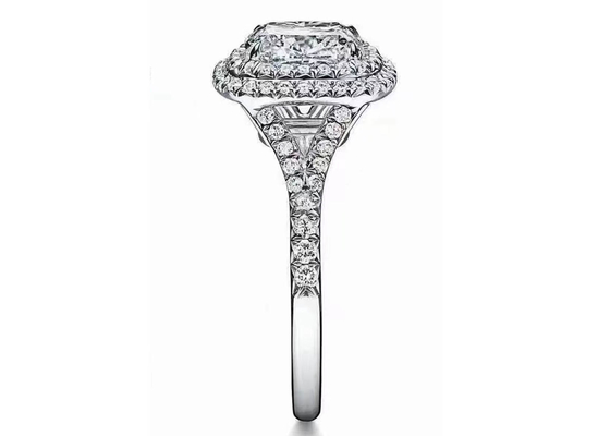 OEM 쿠션 컷 헤일로 결혼 반지 세트 66pcs 1.2ct 다이아몬드