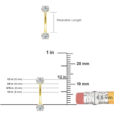 배꼽을 위한 16g 다이아몬드 금 몸 꿰뚫는 보석 반지 10mm 8mm 차원