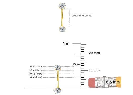 배꼽을 위한 16g 다이아몬드 금 몸 꿰뚫는 보석 반지 10mm 8mm 차원
