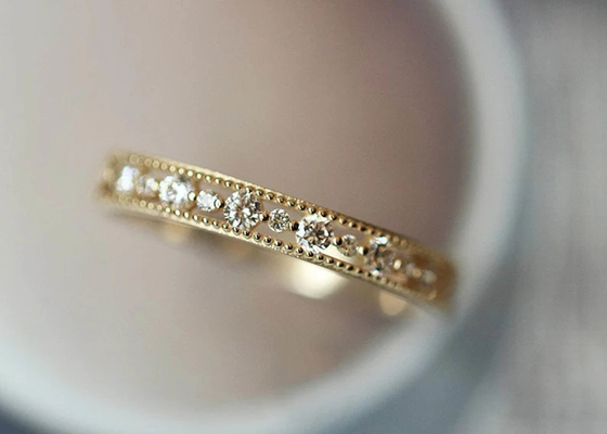 선조 작풍 진짜 다이아몬드 보석 반지 둥근 커트 2.5mm 1.3mm 크기