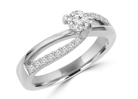 갈래 조정 둥근 커트 다이아몬드 반지, 0.46ct 5mm 다이아몬드 순금 반지