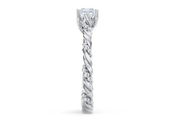 공주 커트 진짜 다이아몬드 보석 반지 꼬이는 밧줄 작풍 6×6mm 크기 OEM