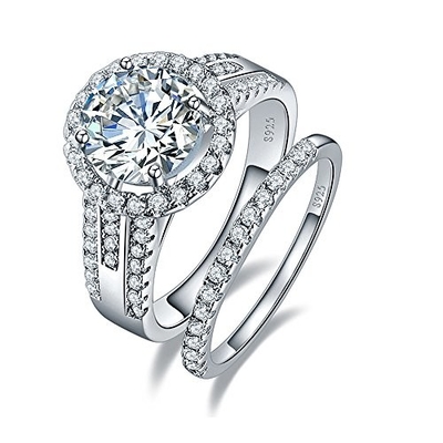 18K 14K 10k 화이트 골드 반지, 1.8CT 8mm 여자의 다이아몬드 결혼 반지 세트