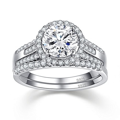 18K 14K 10k 화이트 골드 반지, 1.8CT 8mm 여자의 다이아몬드 결혼 반지 세트