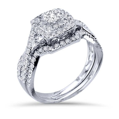 43PCS 0.43ct 다이아몬드 약혼 결혼 반지 18K 화이트 골드 컬러 ODM