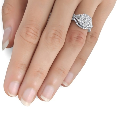 43PCS 0.43ct 다이아몬드 약혼 결혼 반지 18K 화이트 골드 컬러 ODM