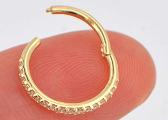 결혼식을 위한 후프 모양 16g 금 연골 귀걸이 1.2×8mm 크기