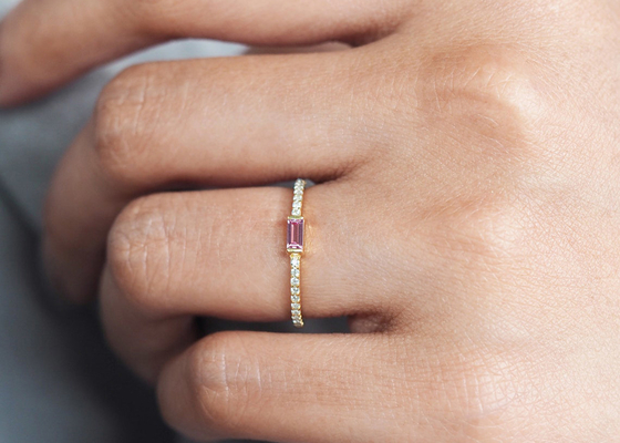 약혼 갈래 조정 유형을 위한 얇은 다이아몬드 9K 금 반지 0.20ct 2.5MM 폭