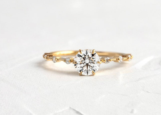 1.0ct 모이사나이트 다이아몬드 반지, 둥근 커트 약혼 반지 6.5MM ODM