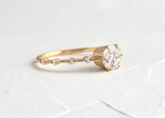 1.0ct 모이사나이트 다이아몬드 반지, 둥근 커트 약혼 반지 6.5MM ODM