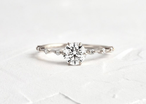 1.0ct 모이사나이트 다이아몬드 반지, 둥근 커트 약혼 반지 6.5MM ODM