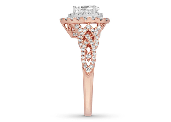 7ct 8ct 18K 로즈 골드 반지, 약혼 및 결혼 반지 세트 7.0mm 배 커트