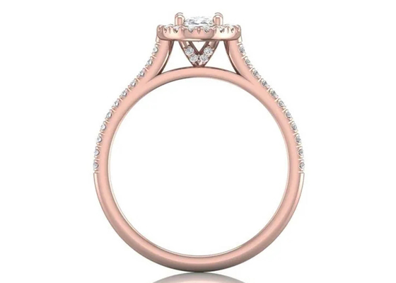 타원형 모양 18K 로즈 골드 반지, 0.50Ct 다이아몬드 약혼 반지 6.37x4.46x2.79mm