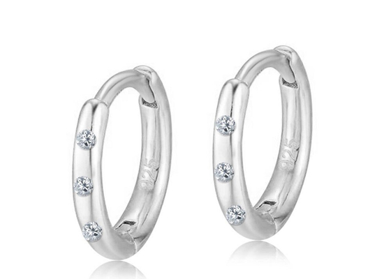 0.06ct 다이아몬드 Huggie 후프 귀걸이 8mm 7mm 6mm 크기 1.3-1.5g 무게