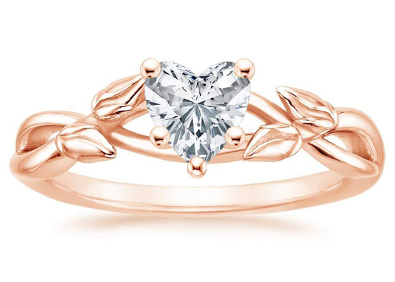 OEM 심장 모양 Moissanite 반지, 5.5mm 9k 로즈 골드 반지 0.6 캐럿