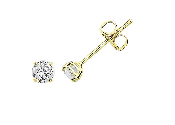 9ct 9K 금 카드 놀이 귀걸이, 카드 놀이 다이아몬드 장식 못 3mm 4mm 5mm