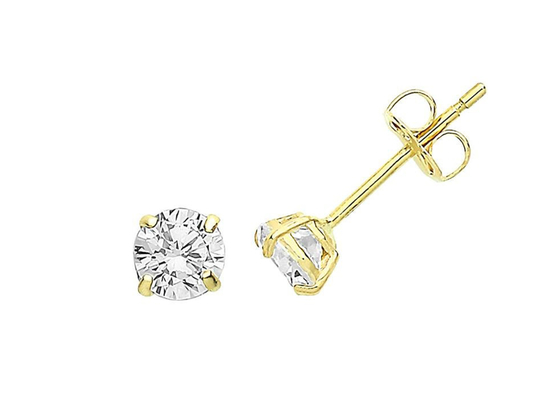 9ct 9K 금 카드 놀이 귀걸이, 카드 놀이 다이아몬드 장식 못 3mm 4mm 5mm