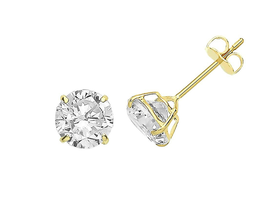 9ct 9K 금 카드 놀이 귀걸이, 카드 놀이 다이아몬드 장식 못 3mm 4mm 5mm