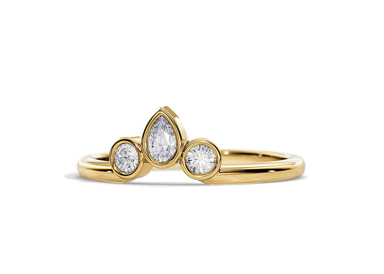 약혼 반지, 2MM 쌓을 수 있는 다이아몬드 반지 OEM를 가진 0.4CT V 모양 결혼반지