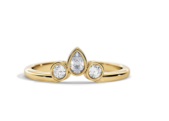 약혼 반지, 2MM 쌓을 수 있는 다이아몬드 반지 OEM를 가진 0.4CT V 모양 결혼반지