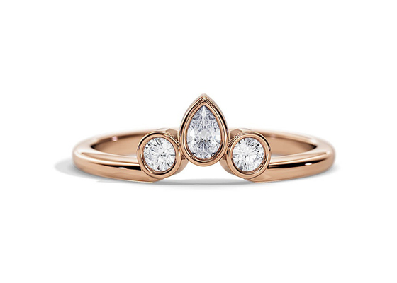약혼 반지, 2MM 쌓을 수 있는 다이아몬드 반지 OEM를 가진 0.4CT V 모양 결혼반지