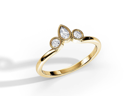 약혼 반지, 2MM 쌓을 수 있는 다이아몬드 반지 OEM를 가진 0.4CT V 모양 결혼반지
